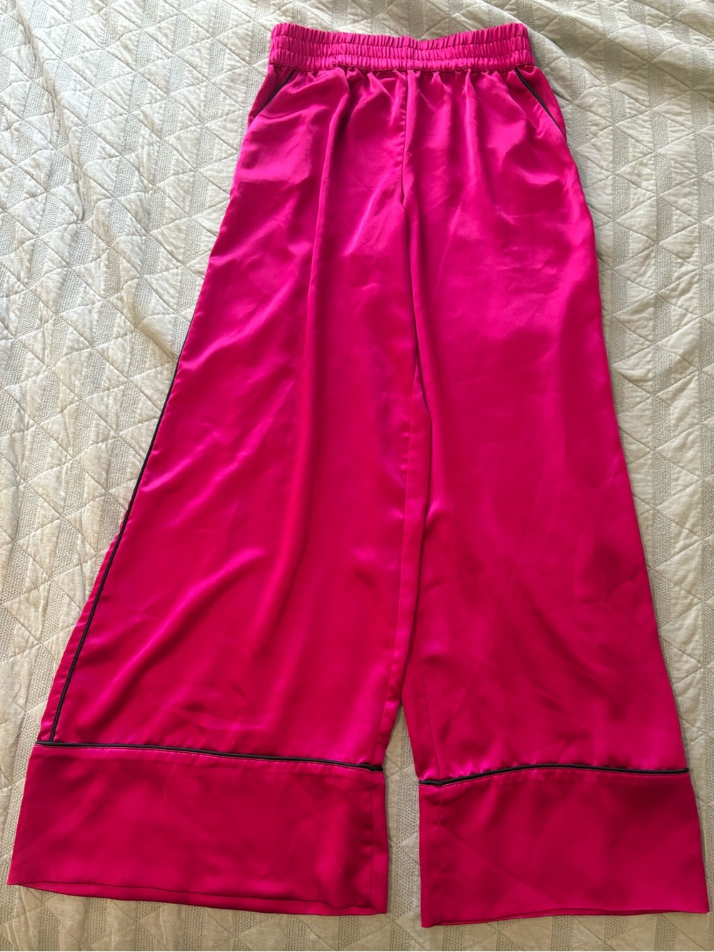 Victoria Secret Wide Leg Pink Satin Pajama Pants Size M